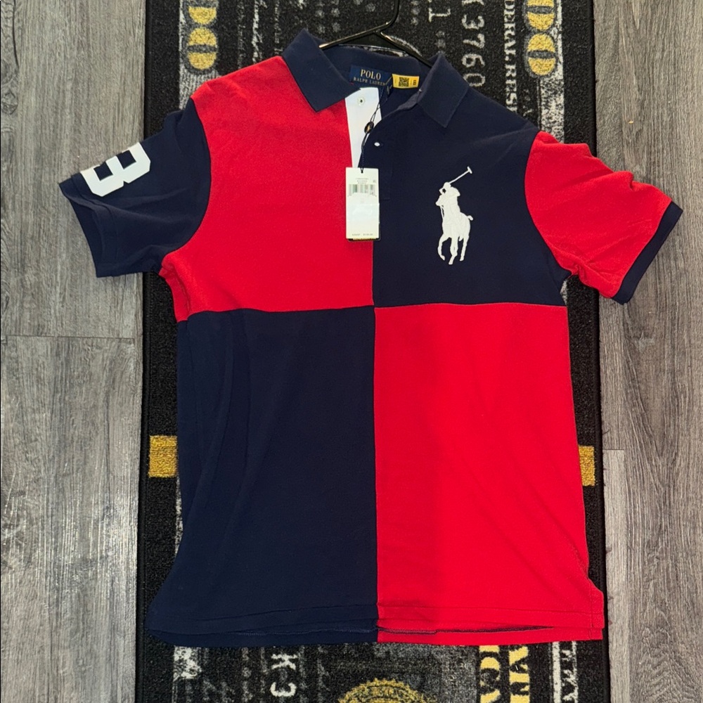 Polo Ralph Lauren Red & Navy Colorblock Big Pony Polo Shirt